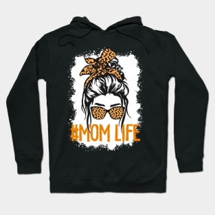 mom life messy bun mother leopard Hoodie